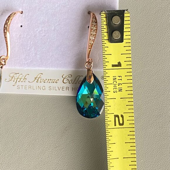 FAC Stunning Swarovski Crystal Rose Gold Tone Earrings - Picture 7 of 9